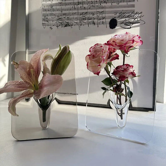 Acryl-Fotorahmen, Vase, Blumenarrangement